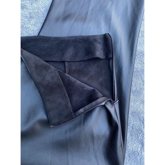 Asos Design Curve black stretch Faux leather look flare pants Matrix Goth Sz 16 - Picture 15 of 16